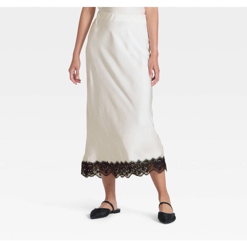 Women's Lace Trim Midi Skirt - A New Day XS